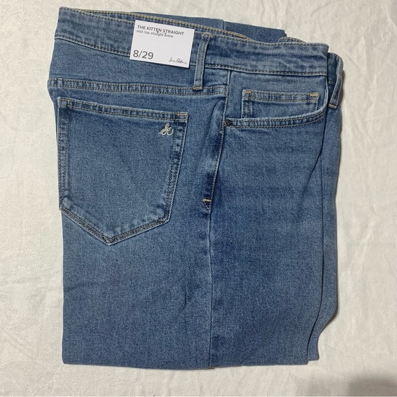 Sam Edelman The Kitten Straight Leg Raw Hem Jeans Quinn Denim Blue NWT Size 8/29 - Picture 5 of 9